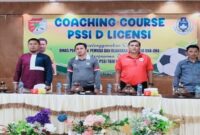 upati Tojo Una-Una, Ilham Lawidu, membuka Coaching Course PSSI Lisensi di Aula Ananda, Rabu (23/7/2025).