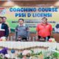 upati Tojo Una-Una, Ilham Lawidu, membuka Coaching Course PSSI Lisensi di Aula Ananda, Rabu (23/7/2025).