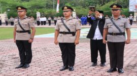 Polres Tojo Una-Una menggelar serah terima jabatan (sertijab) Kasatlantas dan pengukuhan Kasihumas di Lapangan Apel Mapolres, Kamis (7/8/2025). 