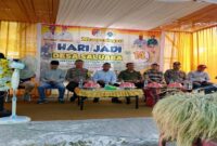 Kades Saluaba, Abdul Hafid Aba saat memberikan sambutan pada Hari Jadi ke-14, Minggu( 26/10/2025).