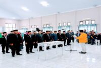 Suasana pelantikan dan pengambilan sumpah jabatan terhadap sejumlah OPD oleh Bupati Tojo Una-Una, Ilham Lawidu di Aula Gedung Auditorium Kantor Bupati  pada 26 September 2025 lalu.