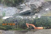 Satu unit ekskavator yang diturunkan khusus di lokasi normalisasi sungai. (ist)
