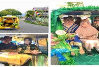 Para pejabat daerah ikut memeriahkan pawai bentor dalam rangka HUT ke 22 Kabupaten Tojo Una- una. (ist)