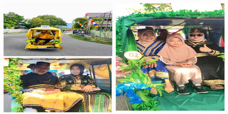 Para pejabat daerah ikut memeriahkan pawai bentor dalam rangka HUT ke 22 Kabupaten Tojo Una- una. (ist)