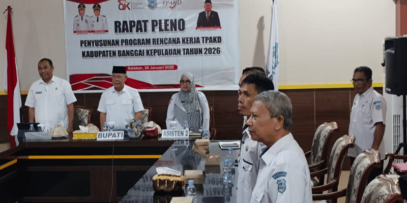 Bupati Banggai Kepulauan, Rusli Moidady, memimpin Rapat Pleno Tim Percepatan Akses Keuangan Daerah (TPAKD) untuk tahun 2026 di Kantor Bupati, Rabu (28/01/2026).