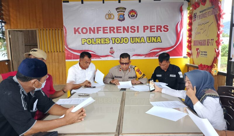 Konferensi pers Polres Tojo Una- una. (ist)