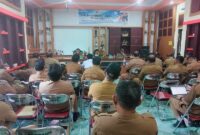 Suasana Forum koordinasi pimpinan OPD dan para Camat untuk membahas hasil Musrembang tingkat Kecamatan di kantor Bapperinda Kabupaten Touna, Senin (6/4/2026).