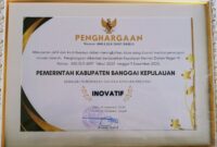  Kabupaten Banggai Kepulauan (Bangkep) menerima tanda kehormatan sebagai daerah inovatif dari BRIDA Provinsi Sulawesi Tengah.