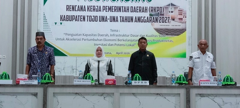  Wakil Bupati Tojo Una-Una, Surya Lapasiri, secara resmi membuka Musyawarah Perencanaan Pembangunan (Musrenbang) RKPD Tahun Anggaran 2027 pada Kamis (16/4/2026). 