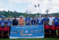 Wakil Bupati Banggai Kepulauan, Serfi Kambey, membuka Turnamen Sepak Bola Berani Juara Cup I Tahun 2026, di Lapangan Sepak Bola Muda Sakti, Desa Lalong, Kecamatan Tinangkung Utara, Kamis (21/5/2026).