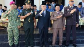 Bupati Banggai Kepulauan, Rusli Moidady, S.T.M.T, AIFO membacakan sambutan Kepala Badan Pembinaan Ideologi Pancasila (BPIP) Republik Indonesia pada upacara peringatan Hari Lahir Pancasila yang digelar Senin, (1/6/26).