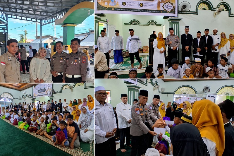 Satlantas Polres Banggai menghadiri peringatan Tahun Baru Islam 1 Muharram 1448 Hijriah/2026 Masehi yang dirangkaikan dengan santunan anak yatim piatu serta pengukuhan Dewan Pimpinan MUI Kecamatan Luwuk Utara, di Masjid Nurul Yaqin, Kompleks Pasar Unjulan, Kelurahan Kilongan, Kecamatan Luwuk Utara, Kabupaten Banggai, Kamis (25/6/2026).