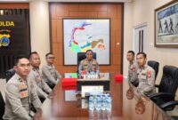 Suasana penyambutan perwira baru lulusan SIP Angkatan ke-55 di Mapolda Sulteng yang dipimpin langsung oleh Kapolda Sulteng, Senin (6/7/2026).(dok.: Humas Polda Sulteng)