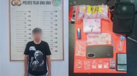 Barang bukti yang diduga narkotika jenis sabu seberat bruto 2,68 gram beserta sejumlah barang bukti lainnya yang disita dari seorang pria berinisial DSI (26) di Desa Dondo Barat, Kecamatan Ratolindo, Selasa (1/7/2026).
