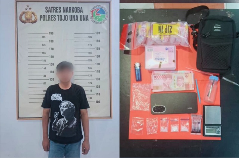 Barang bukti yang diduga narkotika jenis sabu seberat bruto 2,68 gram beserta sejumlah barang bukti lainnya yang disita dari seorang pria berinisial DSI (26) di Desa Dondo Barat, Kecamatan Ratolindo, Selasa (1/7/2026).
